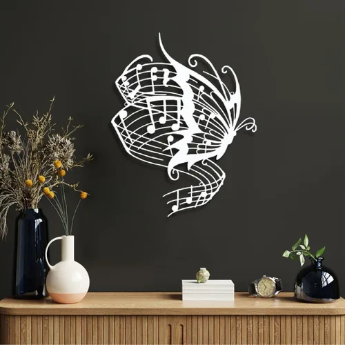 Miniatura 7 de Arte de pared de metal, arte de pared de metal con música de mariposa, notas musicales de arte de pared de metal, decoración de pared de mariposa