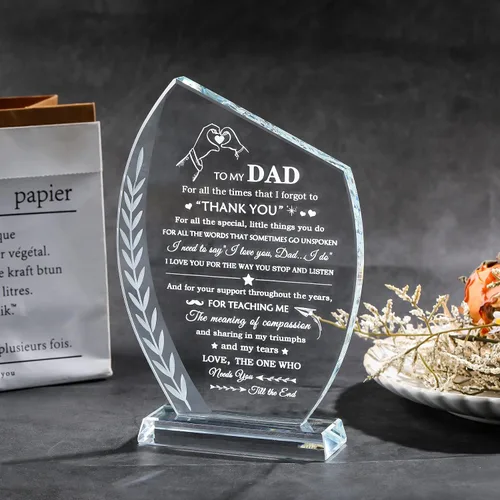 Miniatura 2 de Placa de Vidrio Movdyka Regalos de Cumpleaños para Papá de Hija e Hijo Único, Mejor Papá de Todos Para Mi Papá Regalos para Padre en Navidad Acción