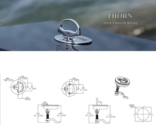 Miniatura 5 de Thorn Pestillo de leva de barco de acero inoxidable Marine Hatch Pull con placa trasera