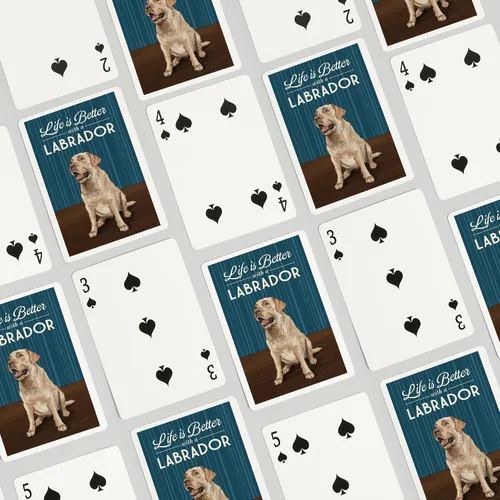 Miniatura 4 de Lantern Press Yellow Lab, Life is Better (52 cartas de juego, baraja de cartas de tamaño póquer con comodines)