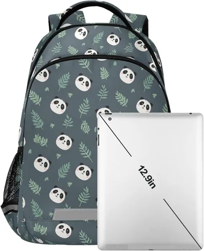Miniatura 7 de MNSRUU Mochila escolar con correa para el pecho, linda mochila de unicornio para laptop, mochila de senderismo de viaje para niños y niñas, Panda