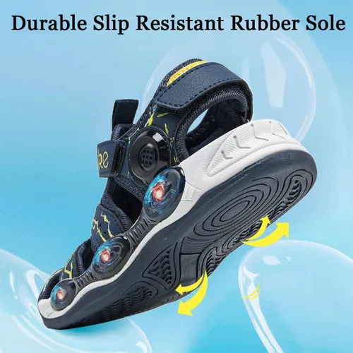 Miniatura 2 de JMFCHI Sandalias deportivas de verano para niños y niñas, sandalias de punta cerrada para exteriores, zapatos atléticos para agua, sandalias