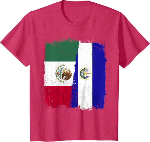 Miniatura 76 de Camiseta con la bandera mexicana de El Salvador con la mitad de la bandera mexicana de El Salvador