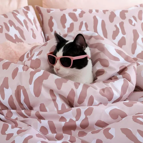 Miniatura 4 de JANZAA Juego de edredón tamaño Individual, juego de cama beige con estampado de leopardo, ropa de cama elegante y con estilo con estampado de animal