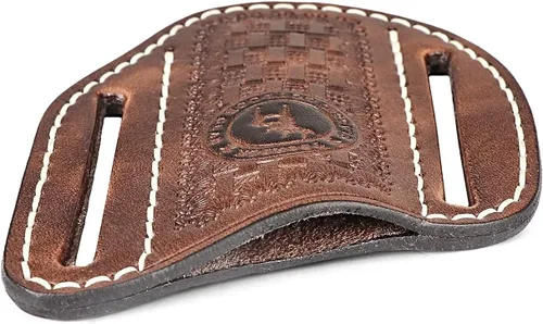 Miniatura 6 de Tourbn Tourbon Funda plegable de cuero para cinturón, funda EDC para hombre, Cross Draw lado derecho, portador de cuchillos trampero con parte