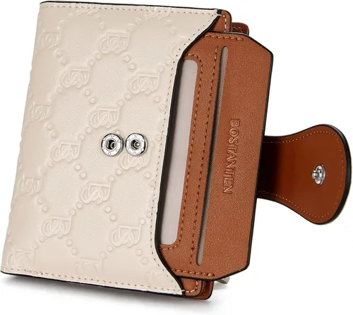 Miniatura 6 de BOSTANTEN - Billetera de cuero para mujer con bloqueo RFID, pequeña, con cremallera, de bolsillo, para tarjetas, con ventana para documento