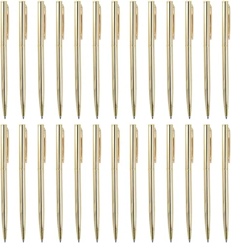 dohobby 26 bolígrafos retráctiles metálicos delgados, bolígrafos delgados de tinta negra, juego de bolígrafos de metal para suministros de oficina y