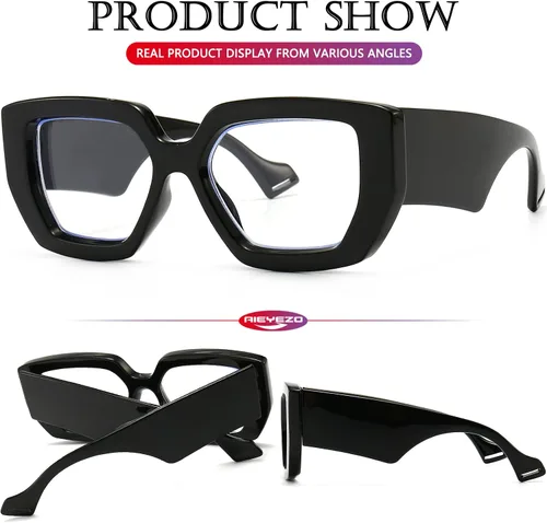 Miniatura 4 de AIEYEZO Gafas de luz azul con marco grueso para hombres y mujeres, gafas cuadradas de moda para computadora, antifatiga ocular y previenen el dolor