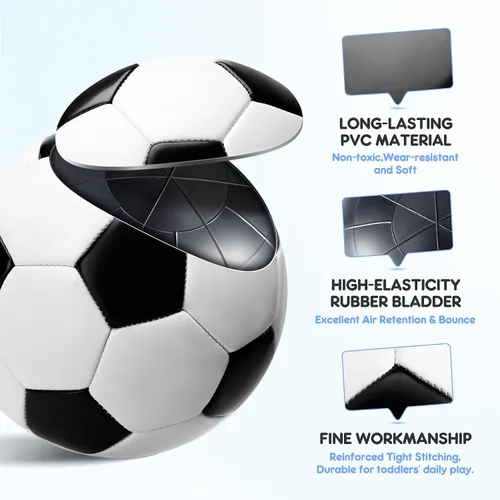 Miniatura 3 de Paquete de 2 pelotas de fútbol para niños, tamaño 2/talla 3, bolas de fútbol para niños, bolas de dibujos animados para niños con bomba, bolsa