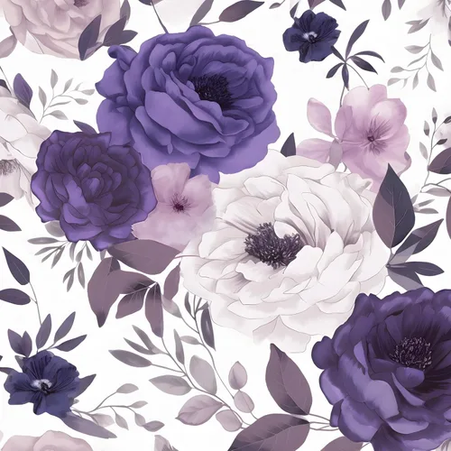 BOKEBEVE Papel de Contacto Floral de Rosas Blancas y Moradas Despegar y Pegar Papel Tapiz Boho Papel de Pared para Encimera de Cocina Gabinete Apto