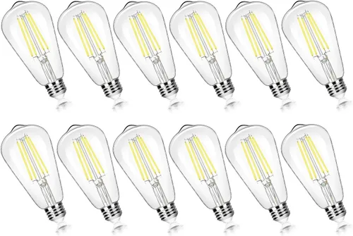 Paquete de 12 bombillas LED Edison ST58 vintage de 7 W equivalentes a 60 W, 850 lúmenes, luz blanca diurna de 5000 K, bombillas de filamento LED con