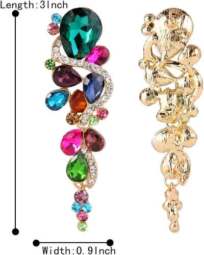 Miniatura 5 de BriLove - aretes largos para mujer, bohemios, para boda o novia, diseño de lágrima