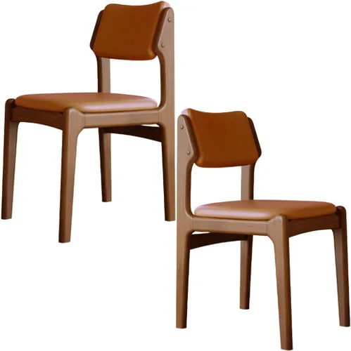 Miniatura 44 de YVYKFZD Wooden Dining Chairs Set, Leather Dining Room Chair with Back, Upholstered Kitchen Chairs, Armless Living Room Chair, for Bedroom Offices