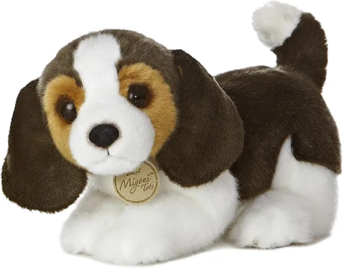 Aurora® - Adorable cachorro Beagle de peluche Miyoni®, detalle realista, compañía entrañable, marrón, 11 pulgadas