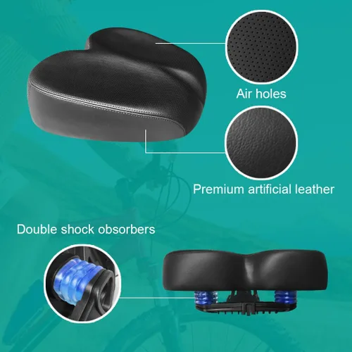Miniatura 5 de Cómodo sillín de bicicleta para ejercicio y bicicleta de carretera, asiento cómodo de gran tamaño para estacionario extra ancho de repuesto
