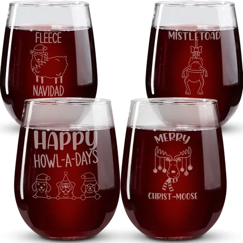 Miniatura 10 de Copas de vino de Navidad – Vaso de supervivencia navideño, está empezando a costar mucho como copas de vino sin tallo de Navidad, juego de 2 copas