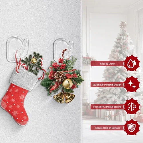 Miniatura 4 de Ganchos de luz de Navidad, clips transparentes para luces de cadena, ganchos adhesivos de pared transparentes para colgar, pequeños clips adhesivos