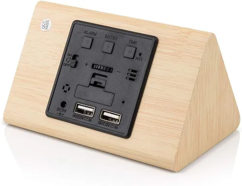 Miniatura 3 de OCT17 Reloj de madera de madera, nueva versión LED alarma reloj de escritorio digital brillo ajustable, hora de alarma, muestra la hora y la Bambú