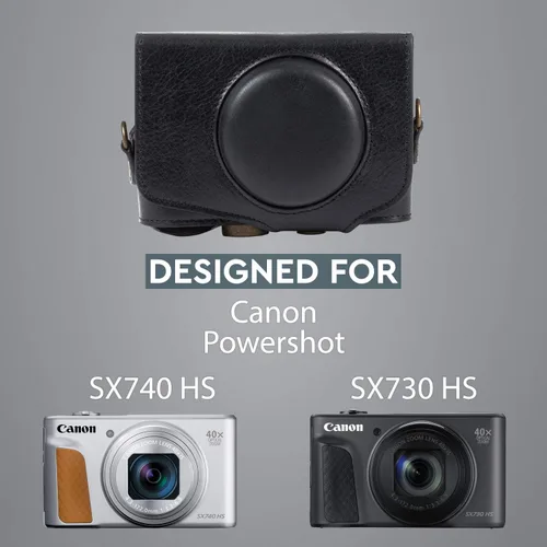 Miniatura 6 de MegaGear MG1176 Canon PowerShot SX740 HS, SX730 HS Ever Ready Funda De Cuero Genuino Con Correa - Negro