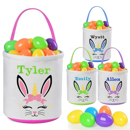 Miniatura 11 de Jocidea - Cesta de Pascua personalizada, paquete de 1 cestas de Pascua personalizadas para niñas y niños, cesta de Pascua personalizada para bebés