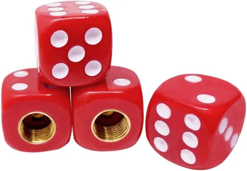 Miniatura 6 de 4 piezas Tapones para válvula de neumático de coche, universales para ruedas de vehículos, forma de dados, cubiertas universales para válvulas