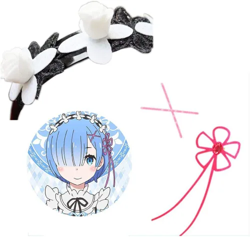 Miniatura 3 de TLSD Rem Headband Anime Re Vida en un mundo diferente de cero Cosplay disfraz Clip de pelo para mujeres Halloween Party Flower Hair Hoop
