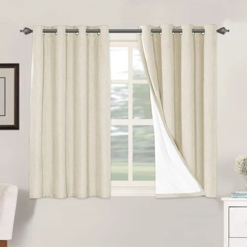 Miniatura 152 de H.VERSAILTEX Cortinas opacas de lino de 72 pulgadas de largo, 100% absolutamente opacas, con aislamiento térmico, con textura de lino, cortinas
