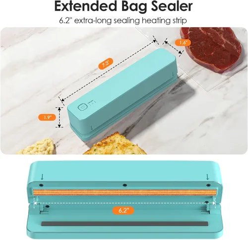 Miniatura 8 de FEPPO Sellador de bolsas, mini sellador de bolsas recargable de 3000 mAh con tira de calefacción de 6.2 pulgadas, sellado térmico portátil de 3