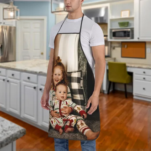 Miniatura 3 de Delantal con logotipo personalizado con foto, delantal de cocina personalizado para cocinero, delantal impermeable de cocina con texto