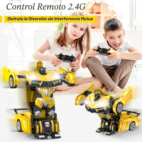 Miniatura 4 de Qumcou Auto de control remoto de transformación, autos RC para niños de 3 a 5 6 a 8 años, autos de juguete transformables con un botón, 2.4 GHz