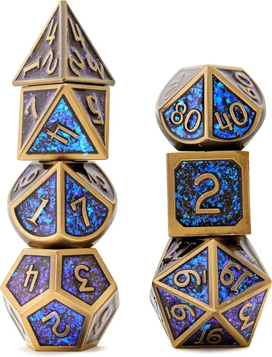 Miniatura 2 de Juego de dados de metal D&D Dragón y mazmorra de metal poliédrico, estilo punk, juego de rol RPG Explorer, MTG Pioneer Game DND, juego de dados