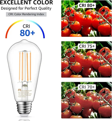 Miniatura 5 de MASTERY MART Bombilla LED de 100 W, bombillas Edison, bombillas regulables E26, 2700 K, blanco suave brillante, 9 W, 1100 lúmenes, bombilla vintage