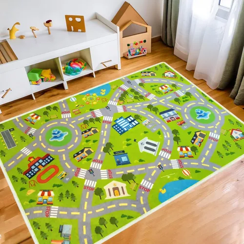 Miniatura 11 de Alfombra de juego para niños, alfombra educativa de 31 x 48 pulgadas, alfombra antideslizante de la vida urbana, alfombra de aprendizaje para niños