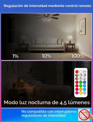 Miniatura 4 de ILC Bombilla LED RGB, equivalente a 40 W que cambia de color, luz blanca diurna, 450 lm regulable 5 W E26 base de tornillo RGBW, bombilla de luz