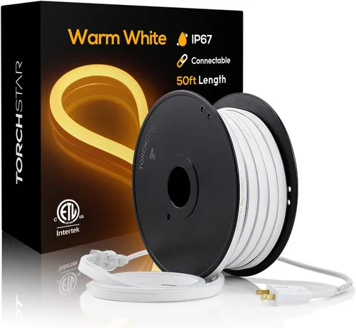Miniatura 10 de Torchstar - Luz LED de neón para exteriores 50 pies, IP67, impermeable, CA 120 V (150 pies máximo), certificación ETL y UL, decoración de edificio