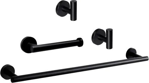 Miniatura 12 de SEIDO Toallero de 3 piezas para pared de baño, juego de accesorios de baño negro, juego de accesorios de baño de acero inoxidable SUS 304, toallero