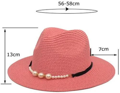Miniatura 2 de Moda Primavera Verano Protector Solar Cap Pearl Accesorios Sombrero de Sol Ala Ancha Retro Jazz Top Hat Mujer Sombrero de paja
