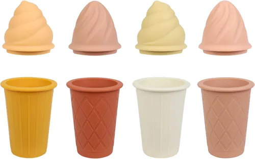 Miniatura 2 de BLUE GINKGO Juguetes de arena de helado - Juego de 4 juguetes de silicona para la playa Fácil de limpiar, apto para viajes Juguetes de baño