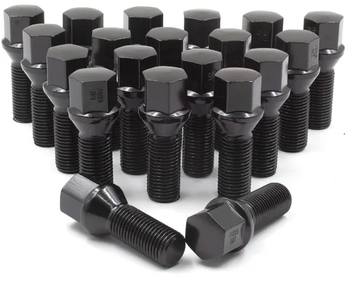 Miniatura 21 de Wheel Accessories Parts 20 pernos de asiento de bellota de rosca M14 x 1.50 con acabado negro, vástago de 1.102 in de longitud de 0.669 in hexagonal