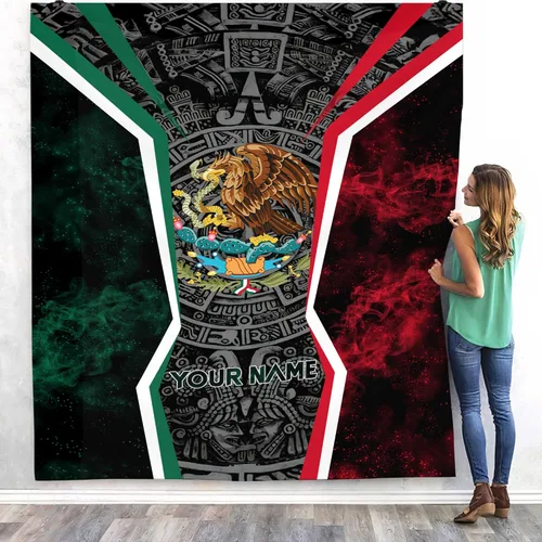 Miniatura 16 de Manta de México con nombre personalizado para hombres y mujeres, manta de bandera personalizable, regalo divertido, felpa mullida, suave microforro