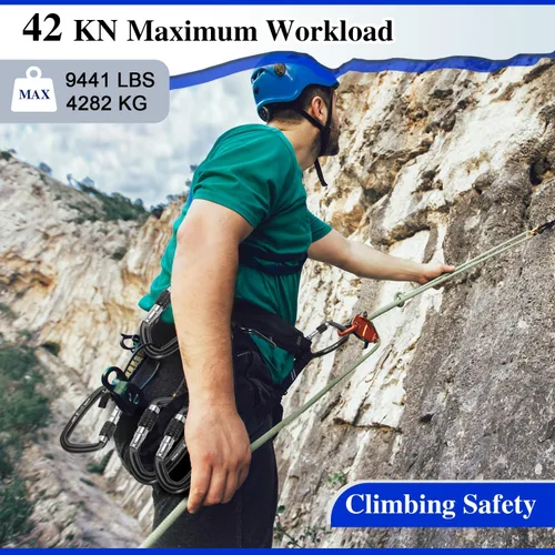 Miniatura 3 de UIAA Certified 25kN-42kN Climbing Carabiners - Favofit Heavy Duty Locking Carabiner Clips with Twist or Screw Lock - Professional Rock Climbing Gear