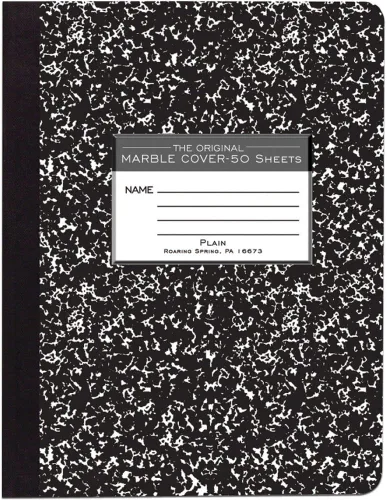 Miniatura 11 de ROARING SPRING Cuaderno de composición de tapa dura, libro de comp de mármol negro, 9.75 x 7.5 pulgadas, con rayas universitarias con margen, 100