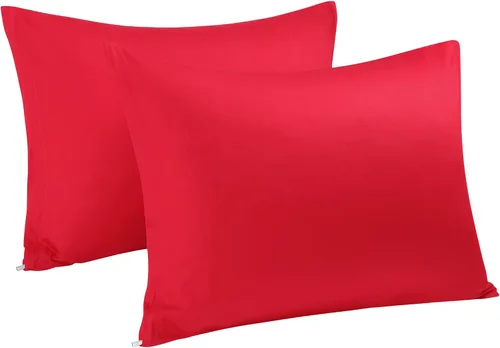 Miniatura 16 de uxcell Fundas de almohada tejidas de 100% algodón egipcio, fundas de almohada suaves y transpirables con cierre de cremallera, 2 fundas de almohada