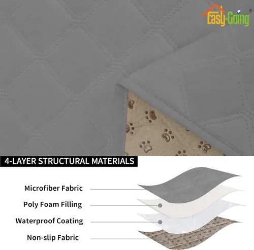 Miniatura 4 de Easy-Going Funda de Cojín Impermeable para Silla, Fundas Antideslizantes a Prueba de Fugas para Cojines de Asiento de Sofá, Protector de Muebles Gris