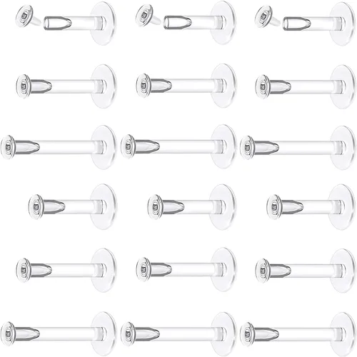 Miniatura 8 de Cisyozi Piercing de nariz de plástico transparente de 0.71 oz y 0.71 onzas para cirugía, flexible y plano superior, piercing acrílico flexible
