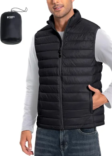 Pioneer Camp Chaleco acolchado ligero para hombre, plegable, repelente al agua, cálido, acolchado, sin mangas, para el trabajo, casual, viajes