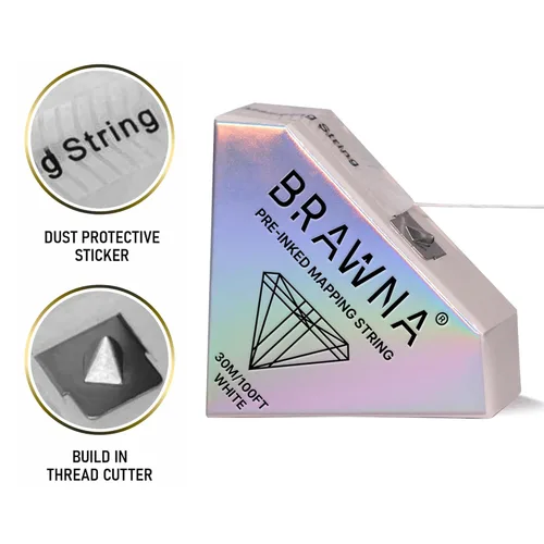 Miniatura 2 de BRAWNA [Versión mejorada] 30 metros de hilo blanco de mapeo de cejas para medición de cejas - Suministros de microblading - Kit PMU - Kit de 2-Blanco