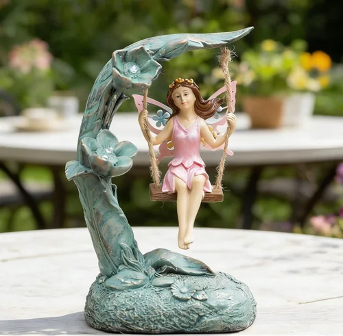 Miniatura 12 de Suyorpe Decoración de Jardín de Hadas Florales, Estatuas de Hadas de Jardín al Aire Libre, Accesorios de Figurina de Hadas al Aire Libre con Energía
