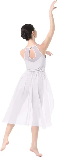 Miniatura 6 de Vestido de baile lírico para mujer, diseño de flor halter, disfraz de baile contemporáneo, vestido de ballet para adultos
