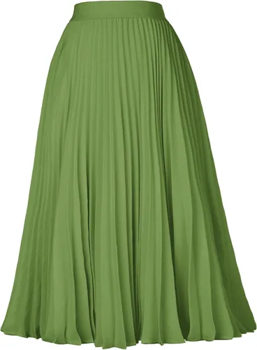 Miniatura 142 de GRACE KARIN - Falda plisada de gasa para mujer, con cintura alta y elástica, vuelo, corte acampanado y longitud por debajo de la rodilla